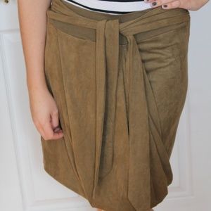 Suede Style Streachy Mini Skirt, Draped